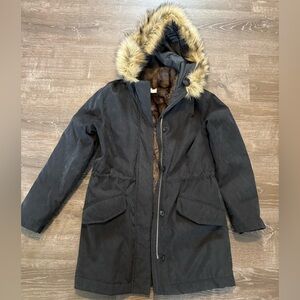 Abercrombie & Fitch 3 in 1 Brown Faux Fur Parka Coat